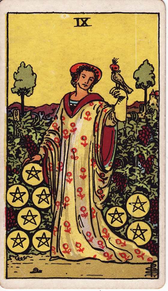 星币九 Rider–Waite–Smith tarot card