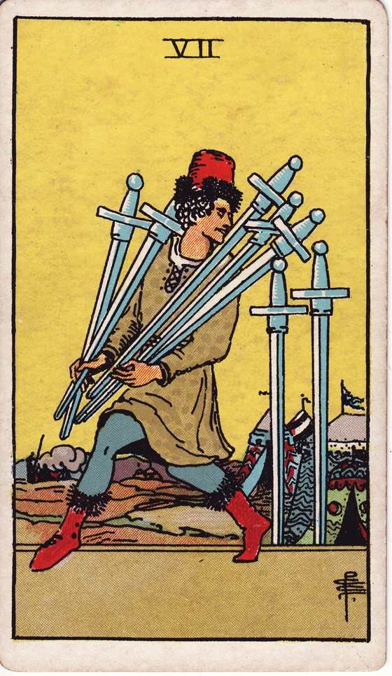 宝剑七 Rider–Waite–Smith tarot card