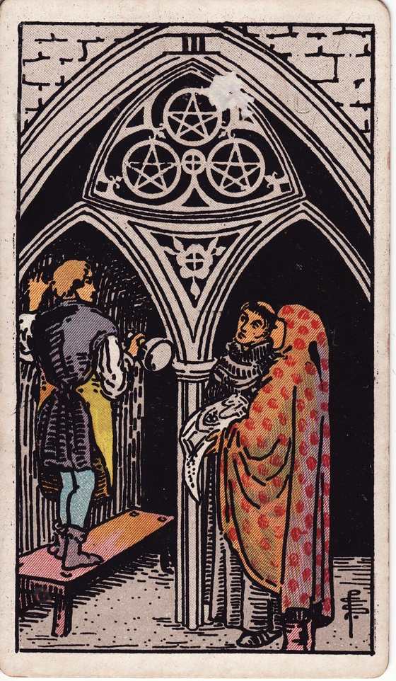 星币三 Rider–Waite–Smith tarot card
